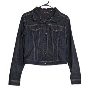 Tahari Dark Denim Cropped Jacket Size 10